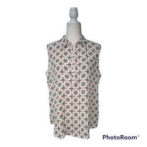 Loft Outlet Sleeveless Top Pink Yellow and Blue Floral Design Sz L